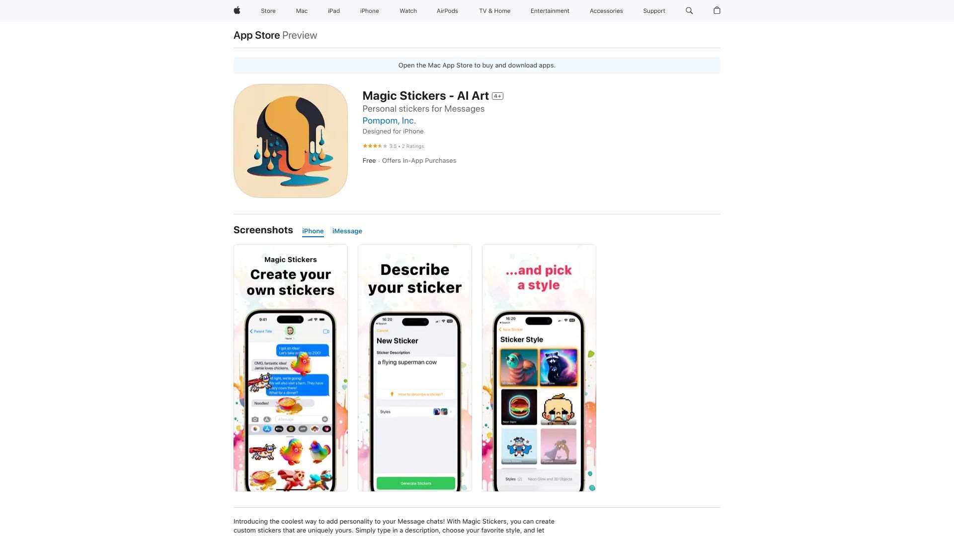 Magic iMessage Stickers - AI
