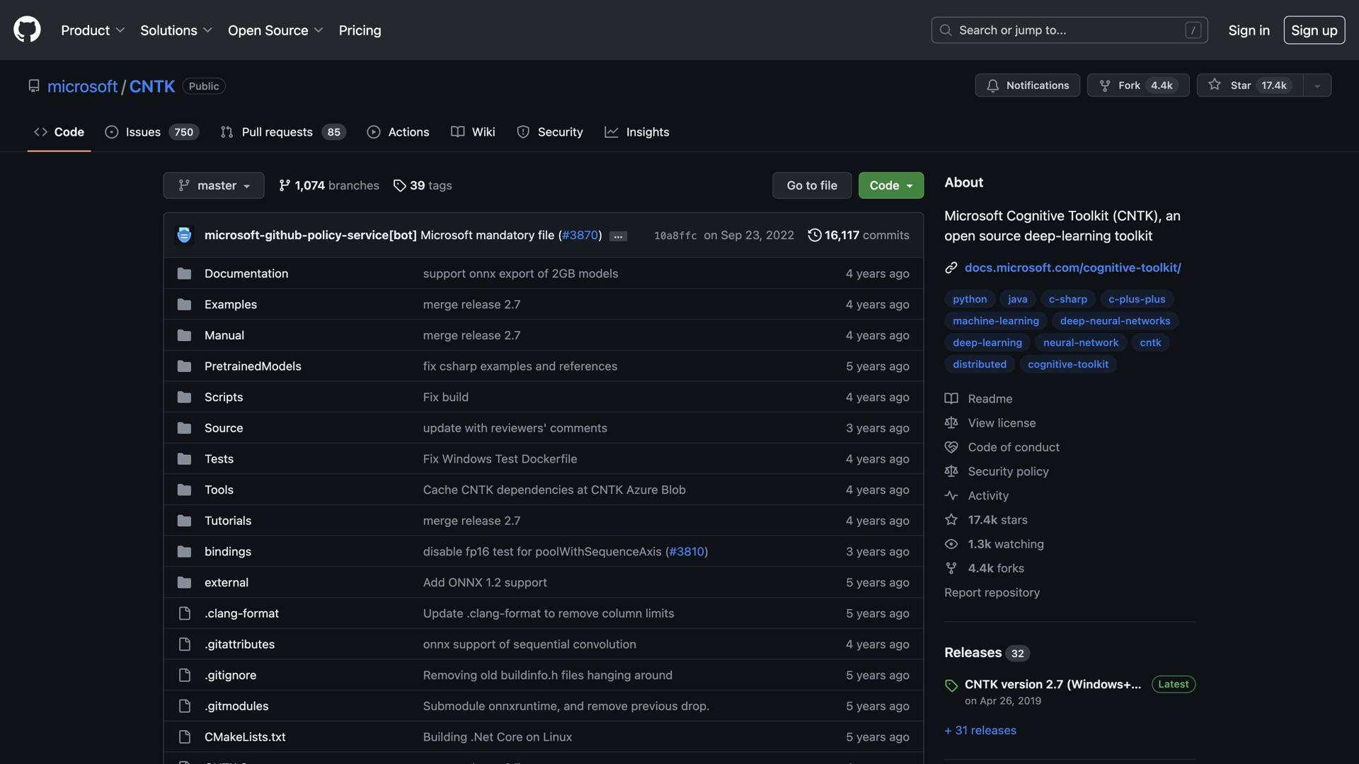 Microsoft Cognitive Toolkit