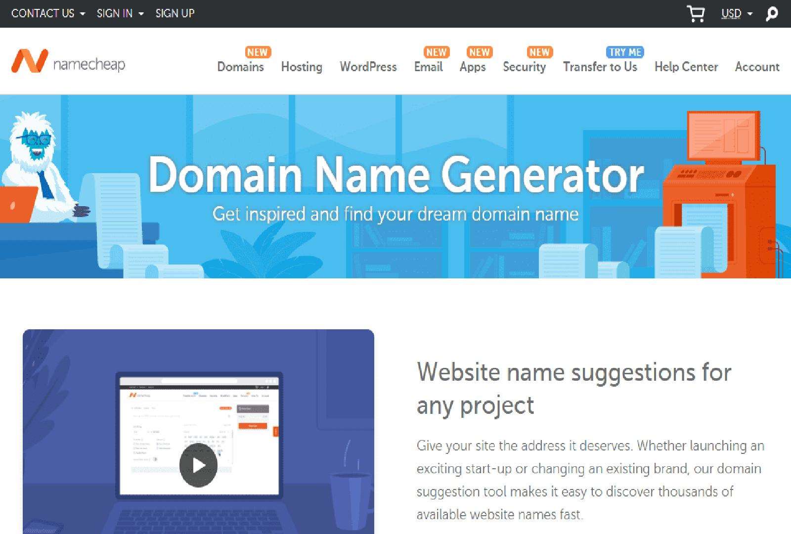 NameCheap Domain Name Generator