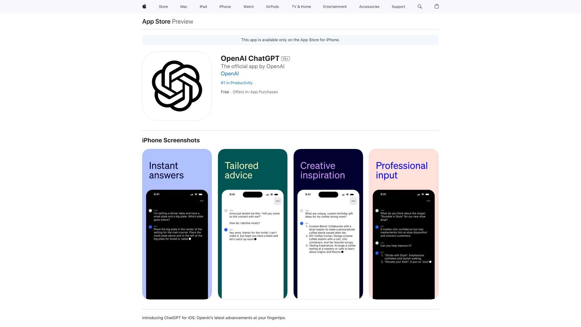OpenAI Official ChatGPT iOS APP
