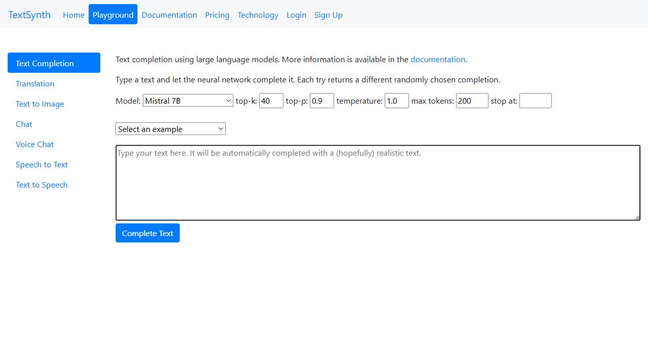Playground TextSynth