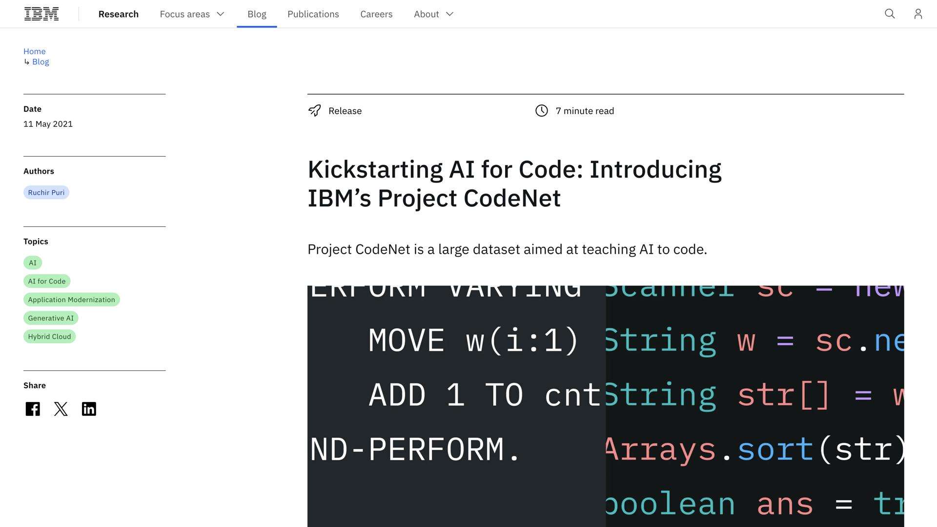 Project CodeNet by IBM