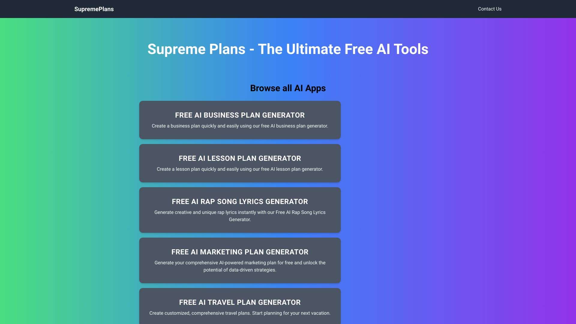 Supreme Plans AI