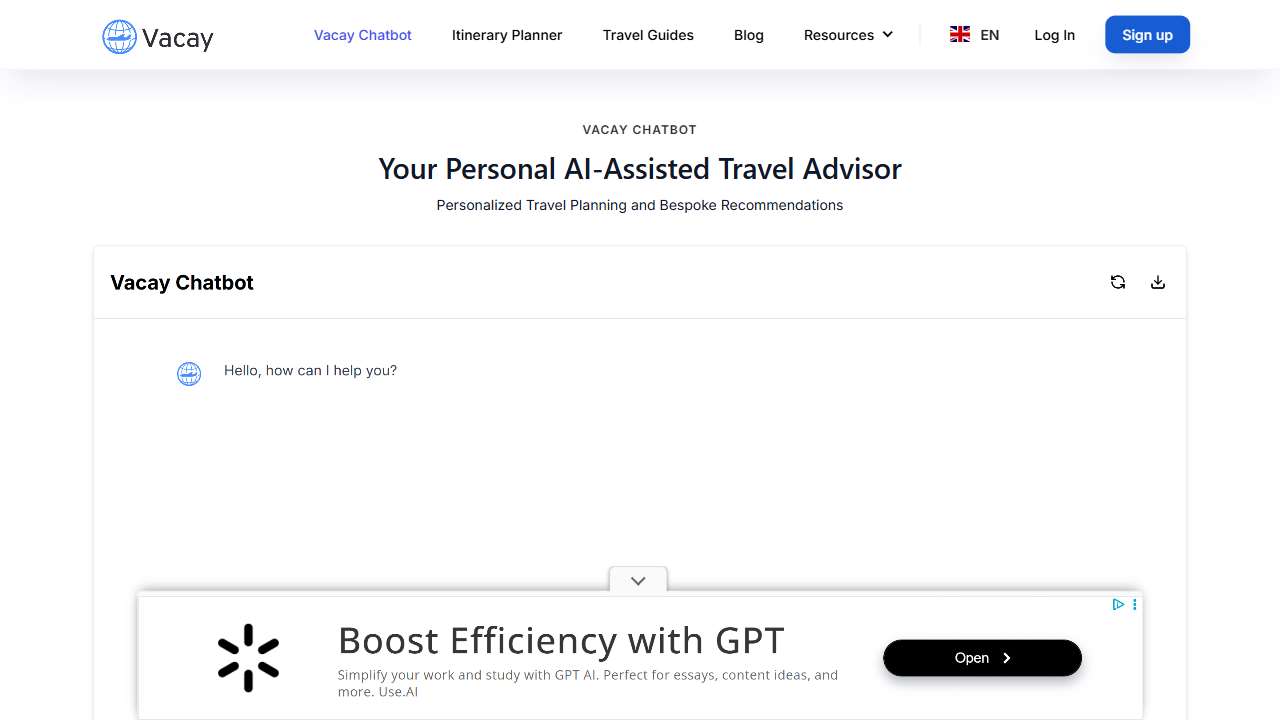 Vacation & Travel Chat (GPT)