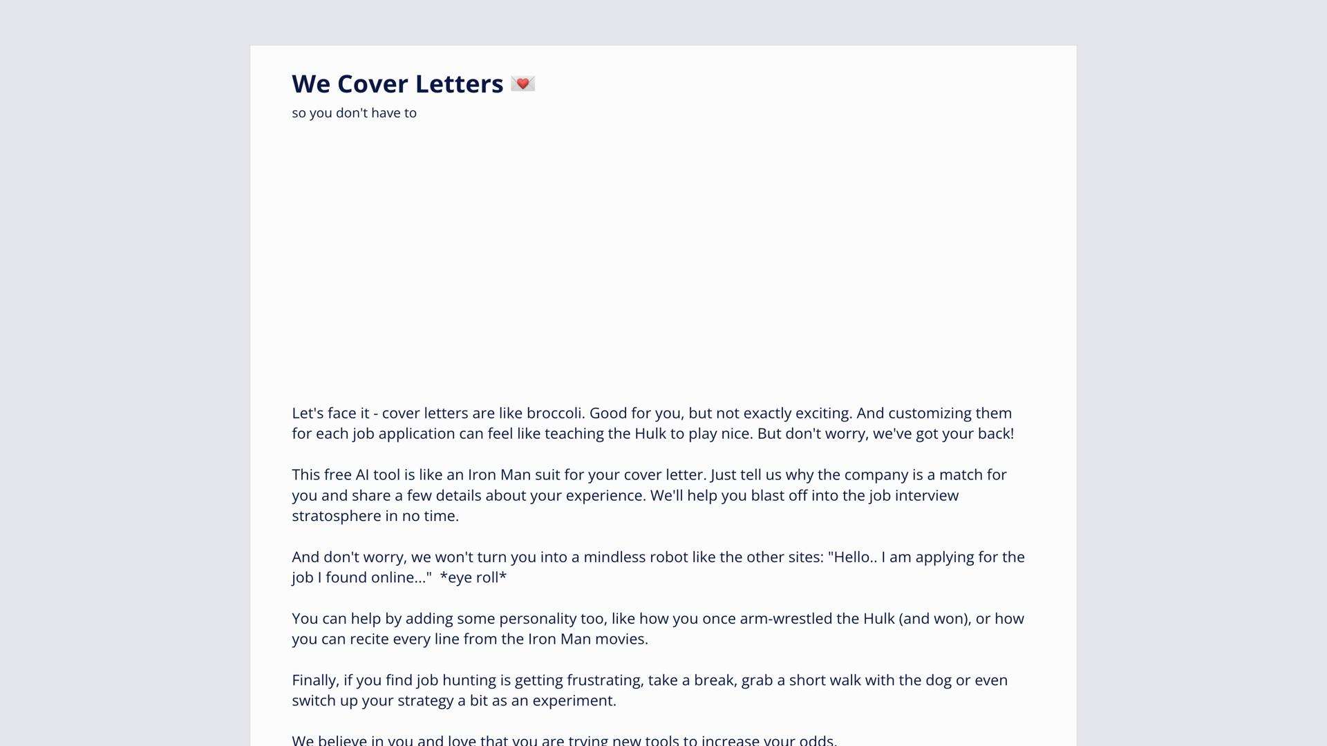 We Cover Letters